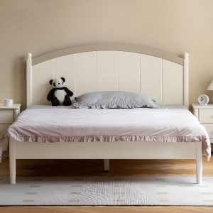 "Elegant Chalk Modern Timber Standard Kids Bed with Cotton Upholstery, Coir Mattress & Headboard for Gender Neutral"