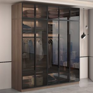 "Dark Brown Lumber Kids Armoire with Shelf, Clothing Rod, and Door"