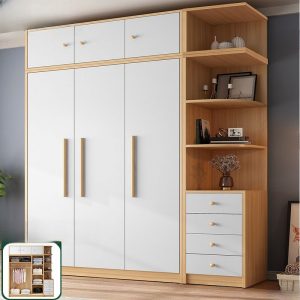 "Chalk Lumber Kids Armoire with Shelf, Drawer, Clothing Rod, and Door"
