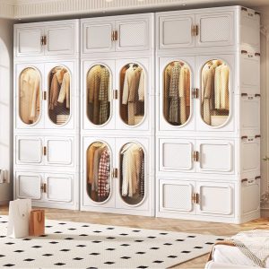 "Durable Plastic Kids Armoire with Shelf, Clothing Rod, and Door"