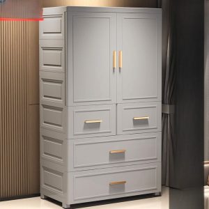 "Versatile Kids Armoire with Plastic Build, Shelf, 5 Drawers/3 Drawers/4 Drawers, Clothing Rod, and 2 Doors"