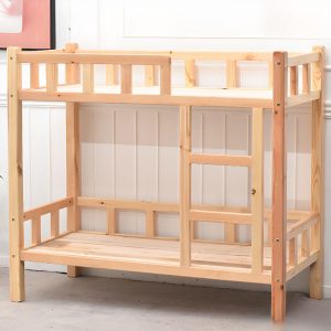 "Unfinished Color Pine Wood Children Bunk Bed with Headboard, Footboard, Ladder, and Guardrail for Gender Neutral"